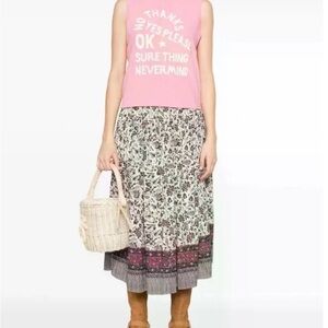 NEW! MOTHER Pink Graphic Tank Top with White Slogan size large